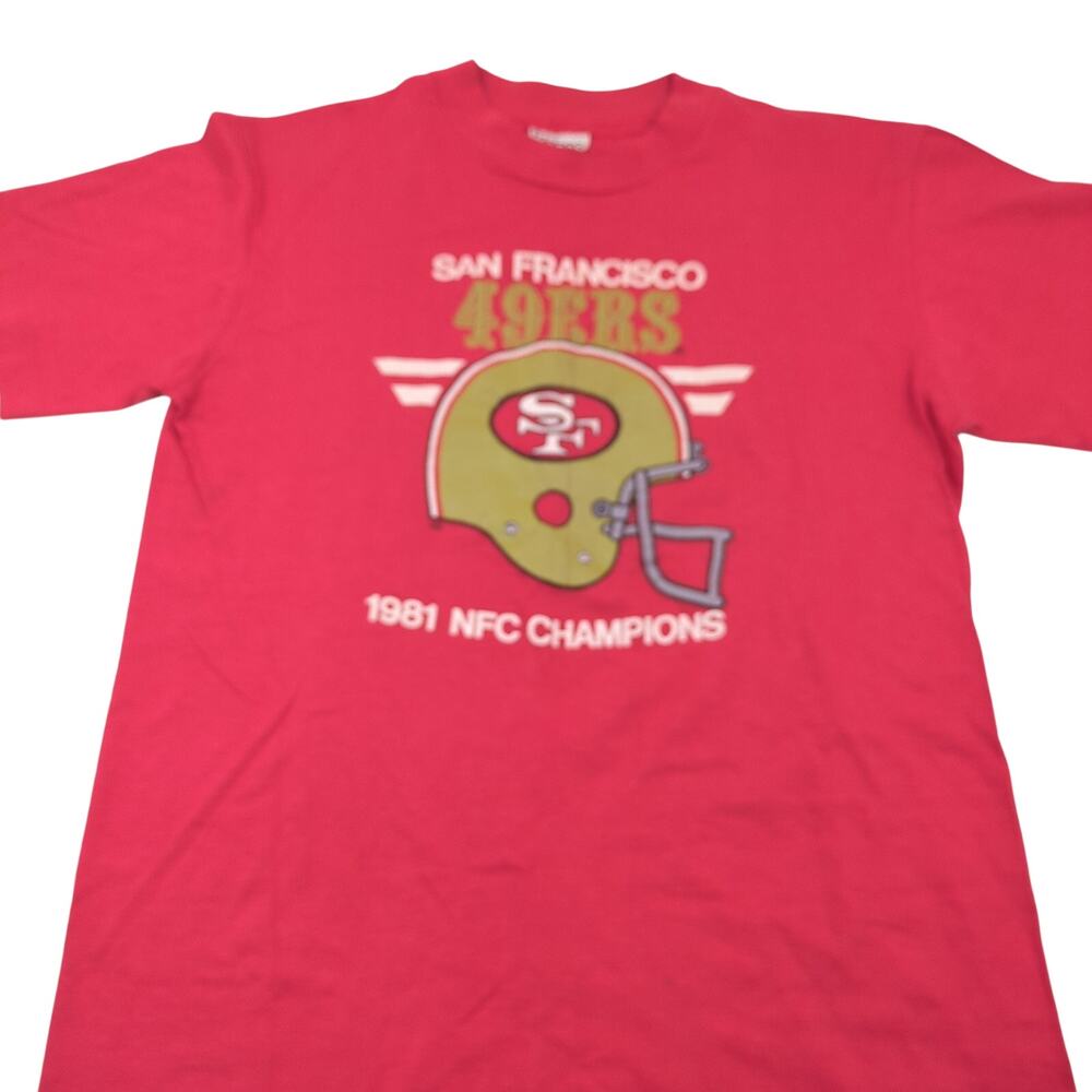 Vintage San Francisco 49ers Shirt 1981 NFC Champions Hanes Beefy T Red Medium